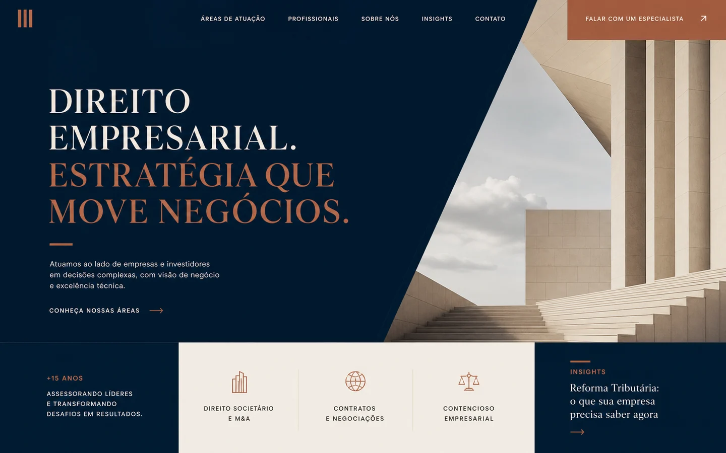 Conceito visual de site para escritório de advocacia
