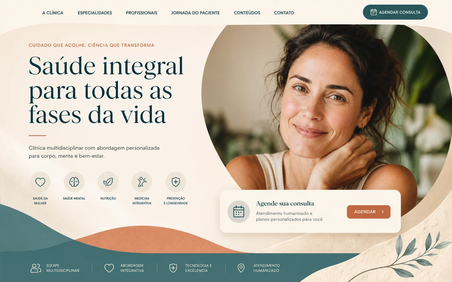 Conceito visual de site para clínica e consultório