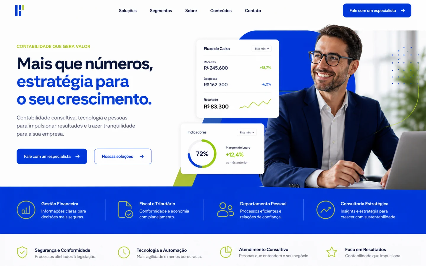 Conceito visual de site para escritório de contabilidade