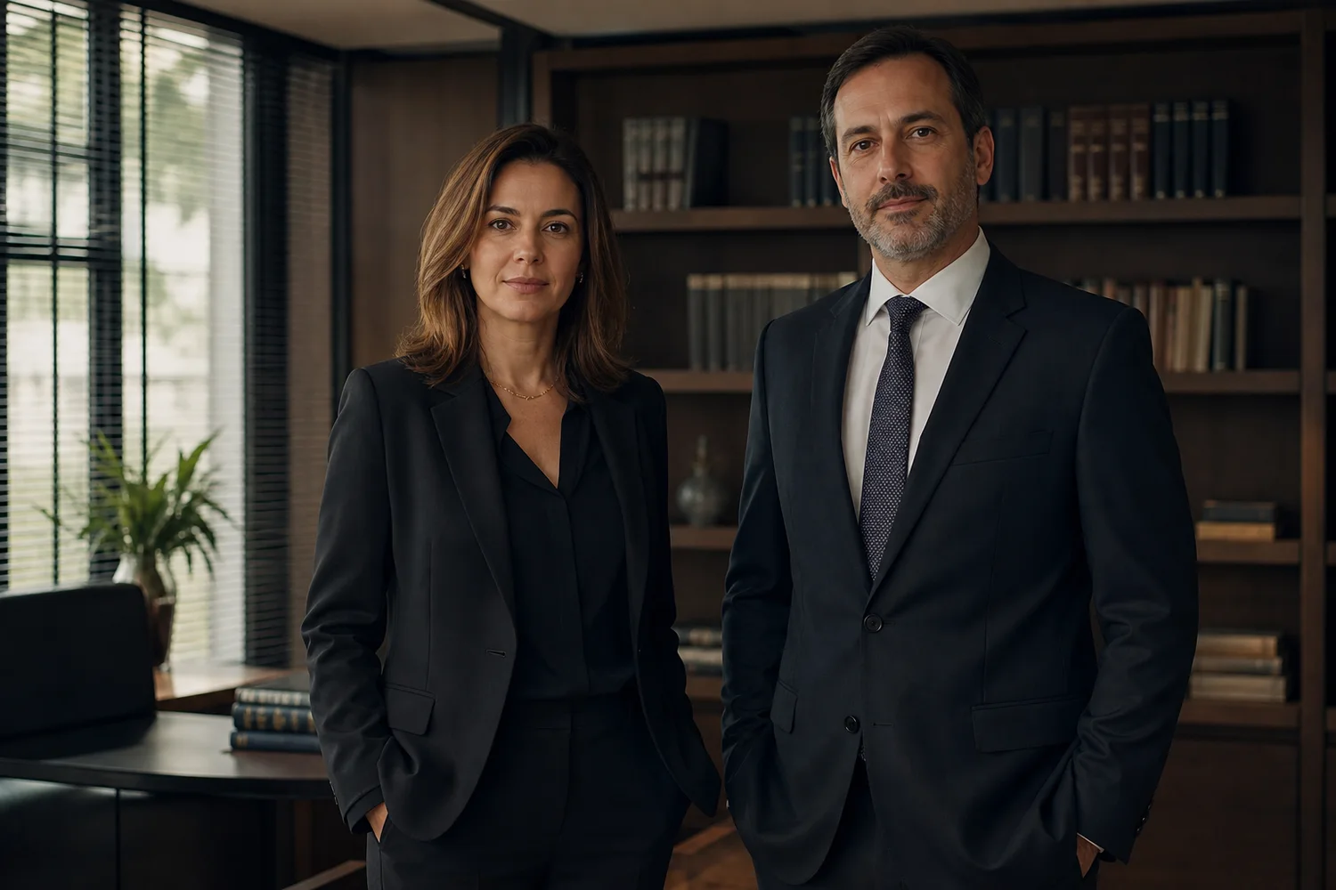 Retrato demonstrativo de dois profissionais em um escritório